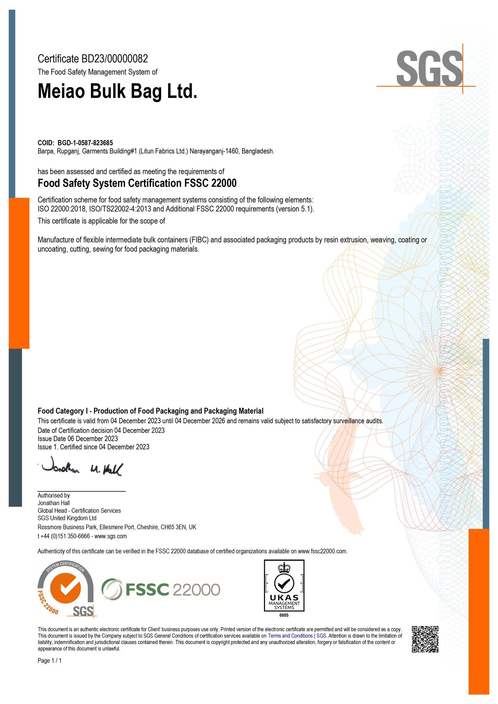 FSSC certificate